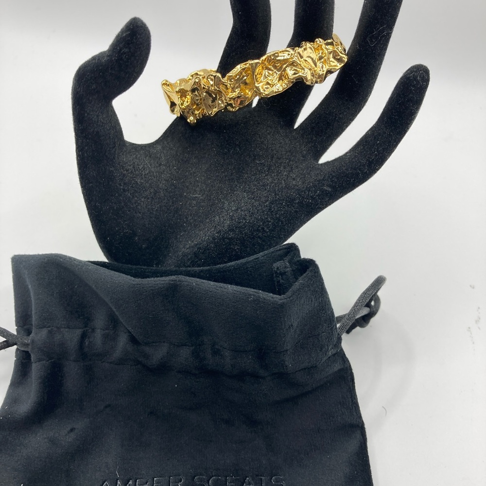 Amber Sceats‎ Cuff Bracelet 24k Yellow Gold Plated Brass Texture Dust Bag Emery